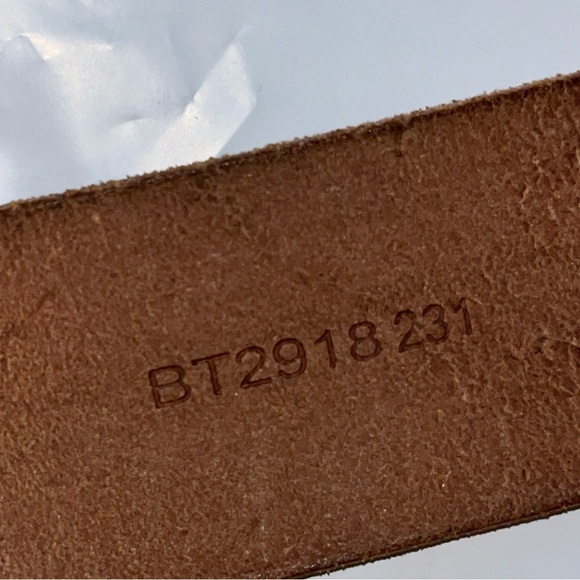 Fossil bling BELT Tan Brown FLORAL Tooled LEATHER Medallion Buckle Fits 35-39”Lg - Picture 8 of 15